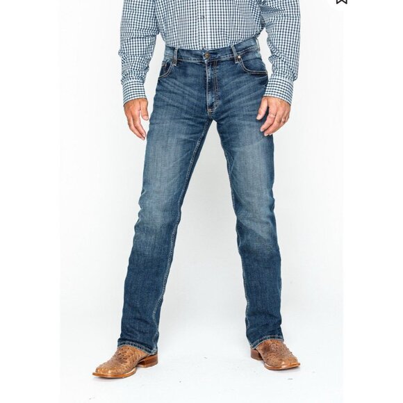 Wrangler Retro Slim Boot Cut Cowboy Western Blue Jeans Men's 36x30 Low Rise Zip - Picture 1 of 12